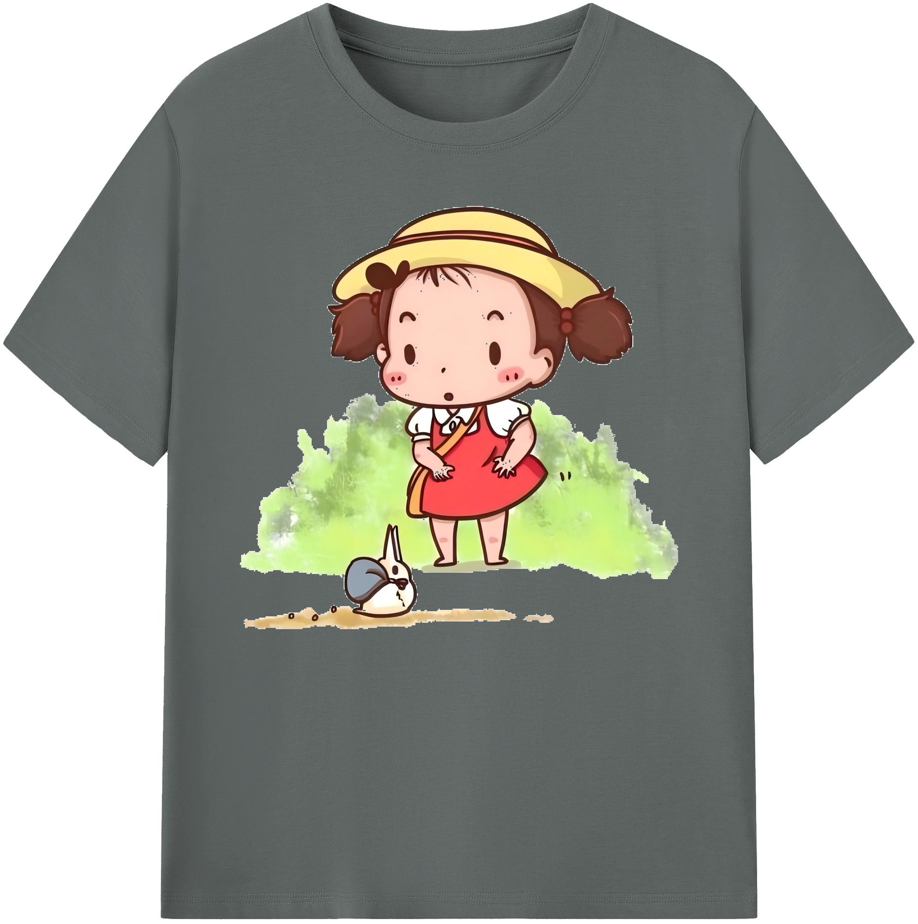 （画像用） となりのトトロ 草壁メイ 草壁サツキ My Neighbor Totoro Satsuki Kusakabe Mei Kusakabe 綿100％ メンズ半袖Tシャツ｜肌触りやわらか＆通気性